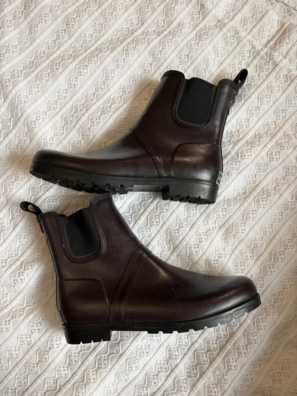 Cole Haan Brown Chelsea Rain Boots Waterproof Rubber Womens Size 8 Ankle